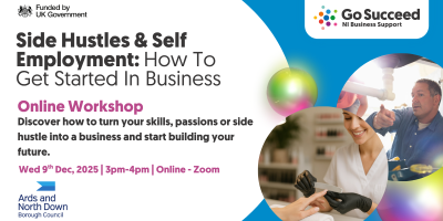 Side hustles event flyer with dates